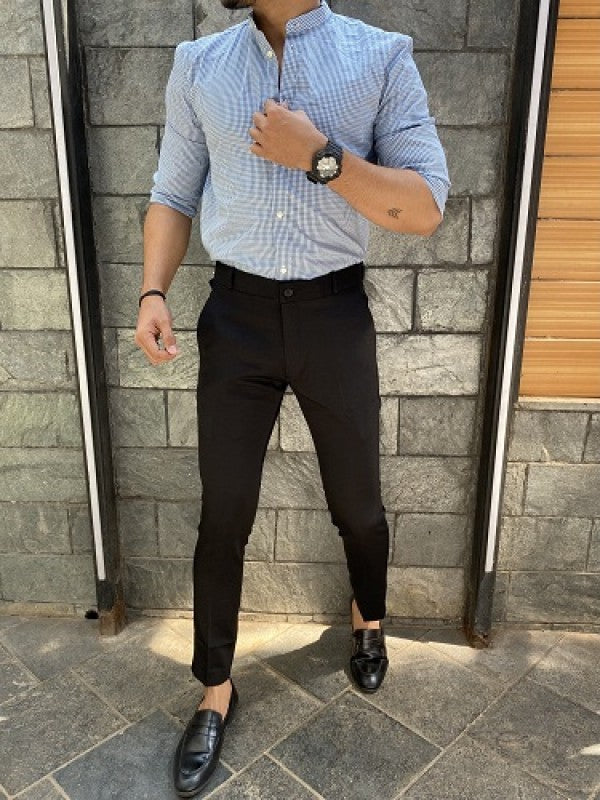 Stretchable Mini Chex Royal Formal Shirt