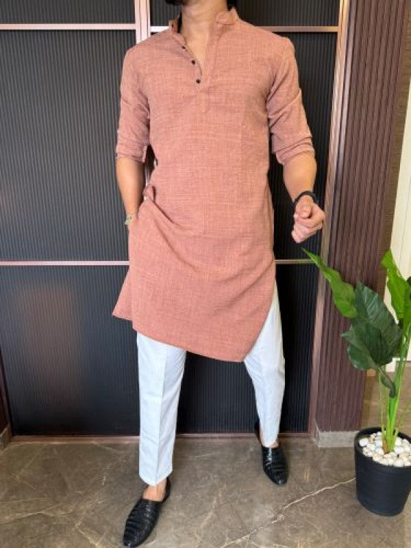 Soft Linen Full Length Rust Kurta