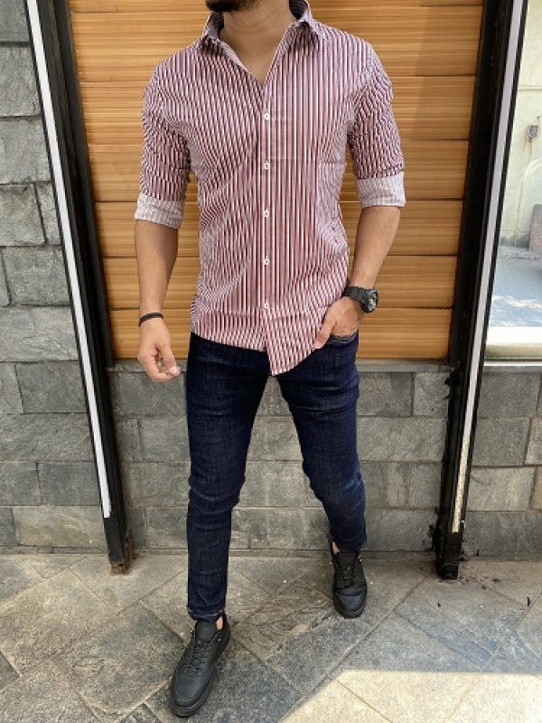 Striper Maroon lines Fullsleeve Shirt