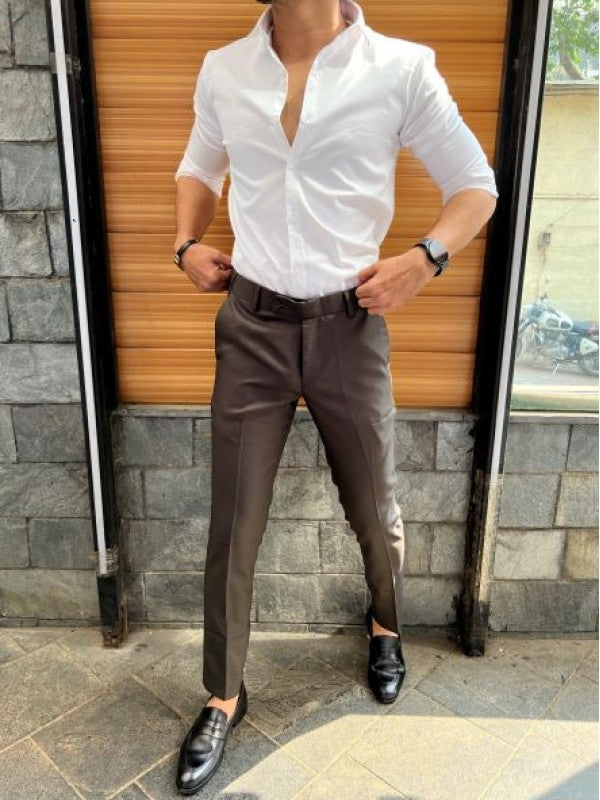 Stretchable Satin White Fullsleeve Shirt