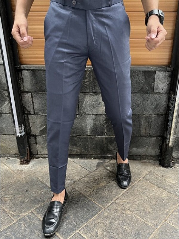 Relaxed Fit Ankle Length Dark Grey Trouser