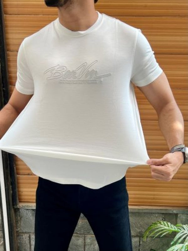 Imported Tensil Printed White Tshirt