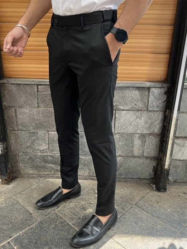 Elastic Waist Belt Black Trouser