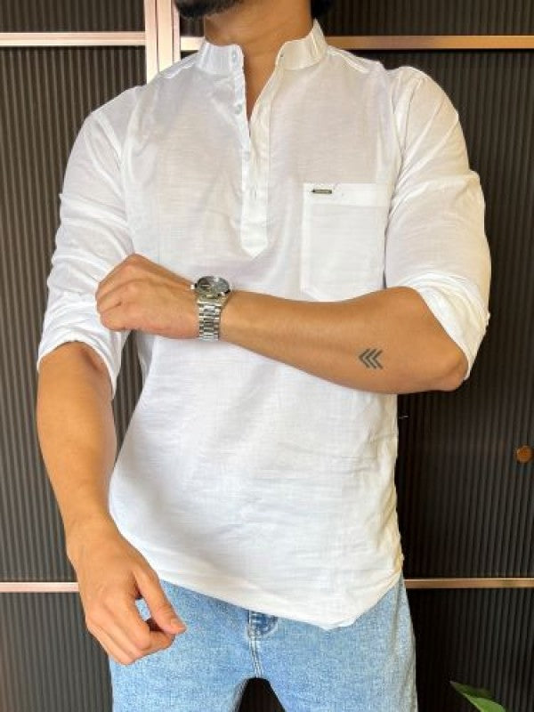 Slub Linen White Kurta
