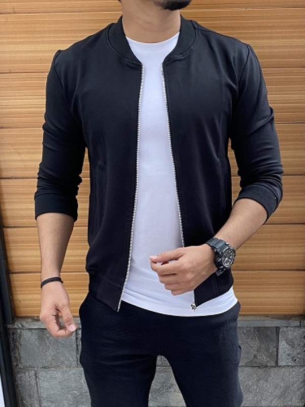 black plain bomber jacket