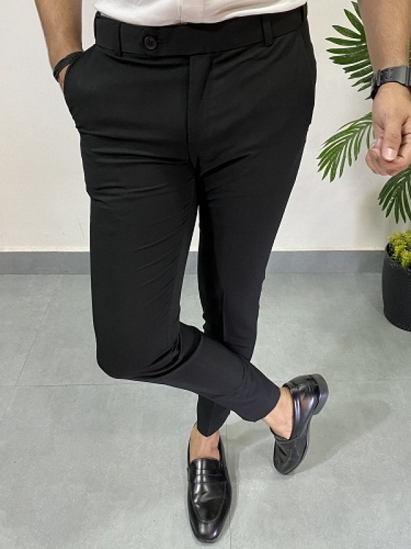 Findora Black formal Pants for Men  Mens Slim fit Formal Pant   Stretchable Trouser 