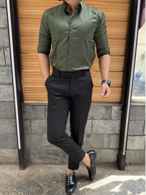  Satin Lycra Olive Shirt