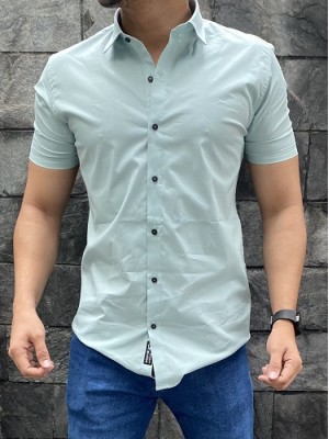   Plain Cotton Lycra Aqua Shirt