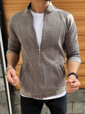      Jacquard Grey Bomber Jacket