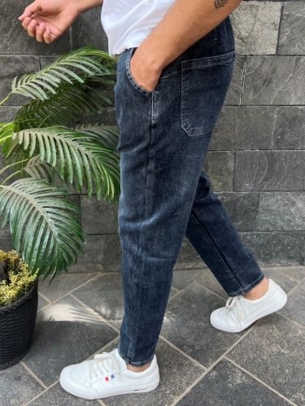 Boho Fit Ribbed Ankle length Blue Jeans