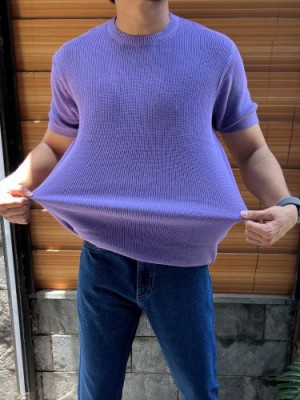                                                                                                               Computer Knitted Round neck Lavender Halfsleeves Tshirt