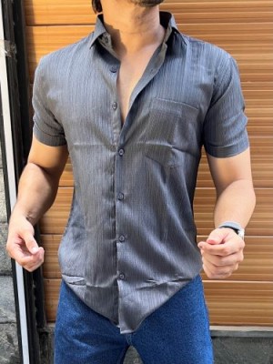                                                                                                                     Imported Texture grey Half sleeves Shirt