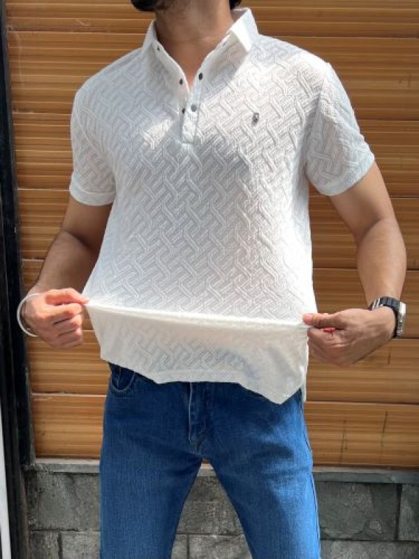                                                                                                                                                                   Imported Desing 1 White Collar Tshirt